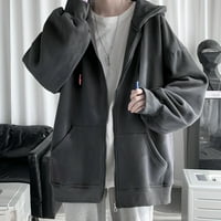 Paptzroi muški kaputinski kaput prevelizirani za toplu crtač čvrste boje zimski džemper s dugim rukavima sa patentnim zatvaračem i džepom