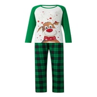 Porodica AFUNBABY Uklapanje božićne pidžame setovi na dugim rukavima Elk Print Tops + plažene hlače