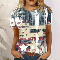 -8jcud majice za žene Dan nezavisnosti za žene ispisuju dnevne ljetne košulje za žensko rezervoar za izrez na vrhu američkog jula Ispis bluza Shovys