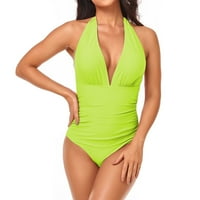 Ženske solidne boje jednodijelne kupaćim kostim s nacrte visećim vratom