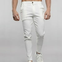 Muški zatvarač za zatvaranje Olovka za hlače Ležerne prilike modne tastere plaćene ležerne pantalone bijeli, xl
