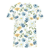 Žene ljetne vrhove Trendi modna tiskana majica kratkih rukava bluza okrugli vrat casual vrhovi