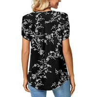 Ženska latica rukav vrhovi V-izrez Majice kratkih rukava slatke ljetne casual majice Labavi fit bluze jednostavna ulična odjeća