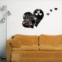 Yubatuo 3D ogledalo Love Hearts Wall naljepnica Decal DIY kućna soba umjetničko uređen dekor uklonjiv