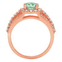 1.76ct okrugli rez zeleni simulirani dijamant 14k ružičasti ružičasti zlatni gravirajući izjavu bridalne