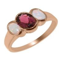 Britanci napravio 9K ružičastog zlatnog prstena sa prirodnim Garnetom i Opal Ženski godišnjice - Opcije veličine - Veličina 4