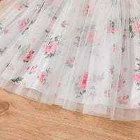 Djevojke Ljetna haljina bez rukava rebrasto-rebrasta mreža za cvijeće Princess modna haljina
