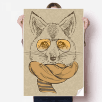 Britanski stil životinja nježan vuk i šal naljepnica naljepnica za životinje Poster Playbill Wallpaper