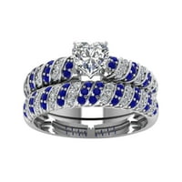 Pgeraug pokloni za žene Bijeli kamen prsten, ručno izrađeni rez, vjenčani angažman nakit poklon za žene prstenove plave boje
