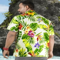 Leela Muška havajska za odmor s kratkim rukavima na majicama Aloha Tropical Beach za muškarce bijela, tropska