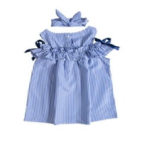 Wybzd Toddler Kids Baby Girls Lijepa odjeća Plava prugasta ruffles Party haljine na princezu casual