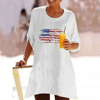 Odjeća za žene Američka zastava Grafički roll up rukave Ljetne košulje Kućište Patriotske ležerne tuničke majice ROUNE izrez Tees siva