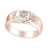 Bijeli prirodni dijamantni muški angažman vjenčani prsten 14K čvrste ruže zlatne prstene veličine-10