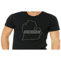 Košulja za državne mape Michigan Rhinestone - Michigan odjeću - Michigan State Tee- Great Lake State - Michigan - Great Jezera-mornarsko žene V-izrez S - 2xL