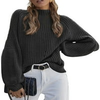 Dame Jumper vrhovi dugih rukava Pleteni džemperi Čvrsti džemper za žene pletenje pulover radno vino