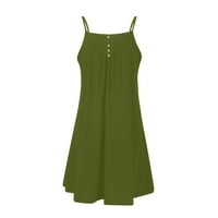 Ljetne haljine za žene mini a-linijski temperament bez rukava Halter Party Solid haljina zelena xl