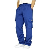 SNGXGN kožne hlače za muškarce Muške casual pantalone sa džepovima Chinos Hlače muškarci Slim Fit Blue