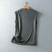 Ženski okrugli vrat Ispiši Ležerne prilike sa labavim vrhovima Pulover majica bez rukava Grey XL
