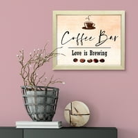 Kafe bar. Ljubav je piva, akvarel drveni uokvireni print kuhinjskim zidom umjetnosti