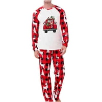Clearficas Pogodno porodični pidžami setovi Merry Christmas PJS odijelo Slatka Elk Reindeer Plaid Print