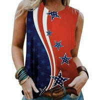 Qazqa Womens Ručno oslikana američka majica za zastavu V izrez TEE košulja Pulover kratki rukav vrhovi