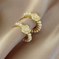 Naušnice za parove u gradu Camellia lagano neobično ukrašavanje elektroplata niša Fau Pearls krug minđuše nakita