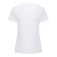 Košulja Ženska majica Boja Žene Print TEE Čvrsti O-izrez Kratki modni print Vrhovi rupe Ženske bluze