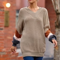Džemper za vrat Ženska modna pruga boja blok dugih rukava slobodna srednja dužina pletene džemper skakač