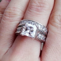 Yaman prstenovi 2-in- Ženski vintage bijeli dijamantni srebrni angažman vjenčani prsten za vjenčanje
