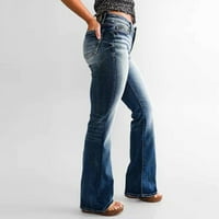Entyinea traperice za žene, visoki plambene traperice uznemirene rastezmerne traper hlače plave s