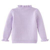 Cindysus Girls Termalno pulover u boji Djeca slatka džemper pletena vanjska rebrasta labavi vrhovi bijeli