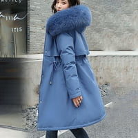 Ženski zimski kaputi dugački sa kapuljačom, pune boje dugih rukava s dugim rukavima dugačak kaput dugačak