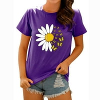 Košulje za žene Grafičke majice Trendy Dnevno proljeće Sunflower Print o Rezervoar za vrat Kratki rukav