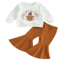 Musuos Baby Girls Halloween Pumpkin Pismo Ispis pulover Dukserice vrtove pantalone