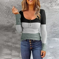 Ženska majica gradijentna boja okrugla vrata pulover dugih rukava modni tanki vrh