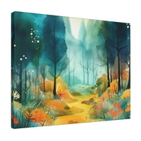 Platno tiska na zidnu umjetnost Plava šumska slikarska pejzažna slika Nature Fall slike 16x20in bijeli