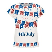 TEJIOJIO 4. srpnja Košulje ženske čišćenje SAD zvijezde Stripes majica Majica Američka zastava V izrez