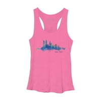 New York City Skyline V Cityscape akvarel ženska ružičasti heather grafički trkački trkač Top - dizajn