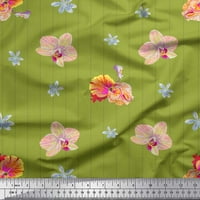 SIMOI satenska svilena tkanina pruga, divljim kruhom i orhidejem cvjetna otisnuta tkanina od dvorišta širom dvorišta