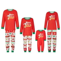 Porodica koja odgovara božićnim pidžamama, slovo Candy Cane Ispis dugih rukava za okrugli vrat + pantalone
