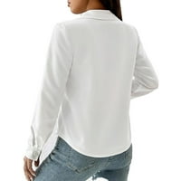 Ženske vrhove, bluze i tee Regularna nespetrazna obvezna obična košulja ovratnik bijele žene bluze