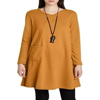Glookwis Women majica dugih rukava Tors Tunika Bluza u boji Dnevna odjeća Labavi pulover V izrez TAME