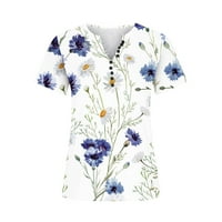 Inleife Ljetni vrhovi kratki rukav ženski modni modni V-izrez Print casual labave majice Top bluza s kratkim rukavima V-izrez