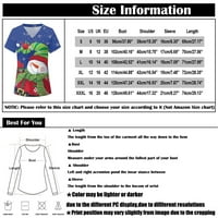 Guvpev Ženska božićna štampanje kratki rukav V-izrez V-izrez Božićne kostime za žene - bež XXL