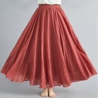 Xinqinghao Flowy Suknja Žene Soled Coll Coll suknja Elastični struk Line suknje Dugo poluvrijeme Summer suknje crvene veličine