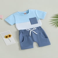 Wassery Toddler Baby Boy Boy Summer Outfits 0-3T Dječja odjeća Set kratkih rukava Kontrastni košulja