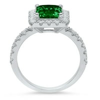 3,84ct smaragdni rez zeleni simulirani smaragd 18k bijelo zlato graviranje izjava bridalna godišnjica