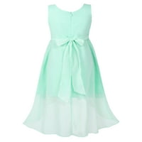 Dječje djevojke bez rukava Sparkly Rhinestone Ljetna haljina visokog ruba Glittery rođendanska haljina za rub Mint Green-A 6