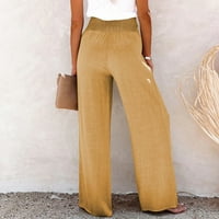 Paiwinds ženske casual visoke struk pantalone, ravne noge labave comf duge hlače, plus veličine sa gumbom