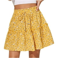 Skater suknja za žene Country haljina Šifonska hip High Skirt suknja cvjetna lina suknja Boho ljetna